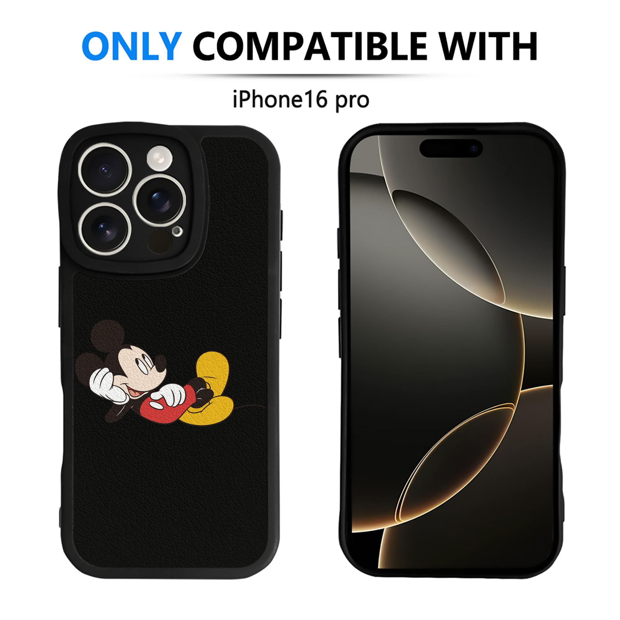（画像用） ミッキーマウス Mickey Mouse 【iPhone 16シリーズ対応】シリコンスマホケース（レザー調） 材質：シリコン